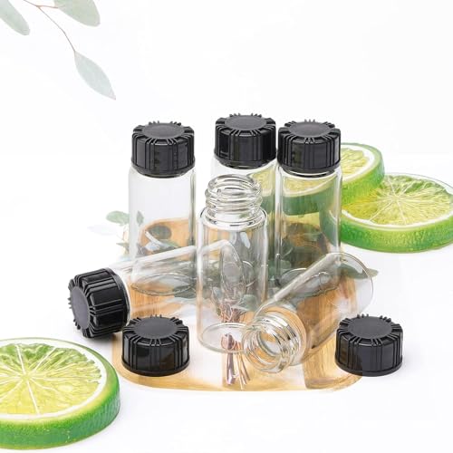 Newzoll 50Pcs Clear Glass Bottles, 10ml 1/3 Oz Liquid Sample Collection Glass Bottles, Small Glass Vials with Screwcap, Mini Glass Bottles With Lids for Liquids - Image 4