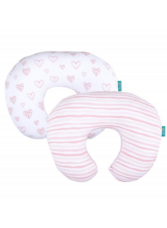 Biloban - Biloban Nursing Pillow Cover 2 Pack for Boppy Pillow 100% Stretchy Cotton Large Zipper Super Soft & Breathable Infant Support Breastfeeding Cover for Moms or Little Girl Gifts - Image 1