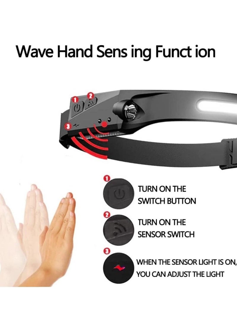 إلترازون LED Headlamp with All Perspectives Induction 230° Illumination, 350 Lumens, Weatherproof Type C Rechargeable Head Lamp for Running Camping Hiking Fishing, Sensor Outdoor Headlight - Image 4