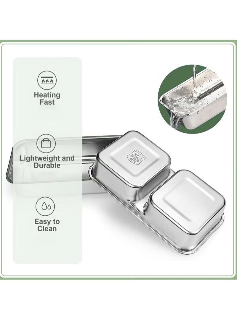 GUDOO 2-Layer Portable Electric Food Heater Lunch Box Mini Removable 304 Stainless Steel 220v Food Heater White 800ml - Image 2