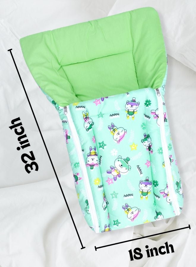 Superminis Multicolor Nursery Print Cotton Baby Sleeping Bag Bedding Set, Foldabale Mattress, for Newborn to Toddlers - Image 4