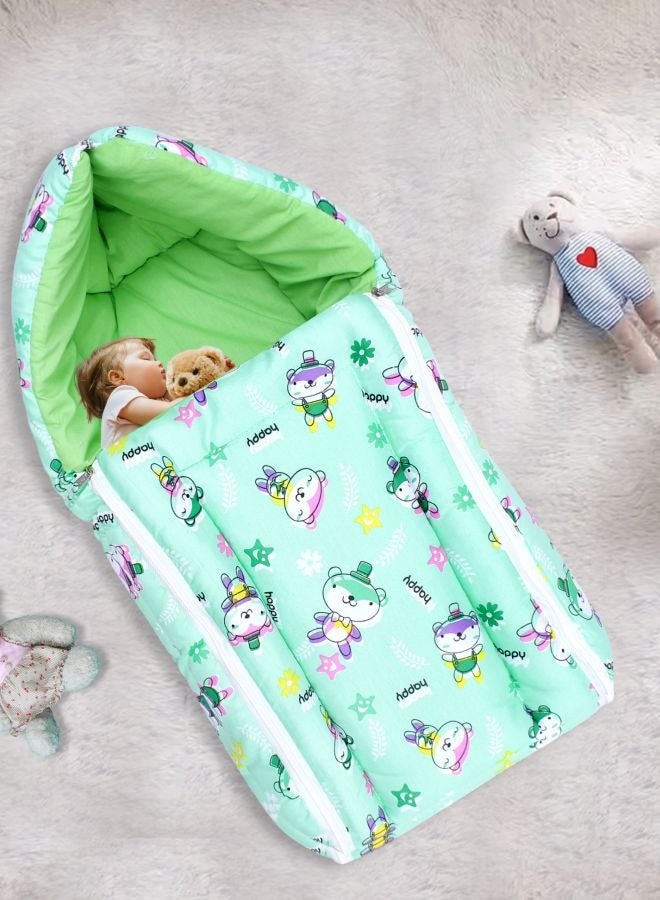 Superminis Multicolor Nursery Print Cotton Baby Sleeping Bag Bedding Set, Foldabale Mattress, for Newborn to Toddlers - Image 1