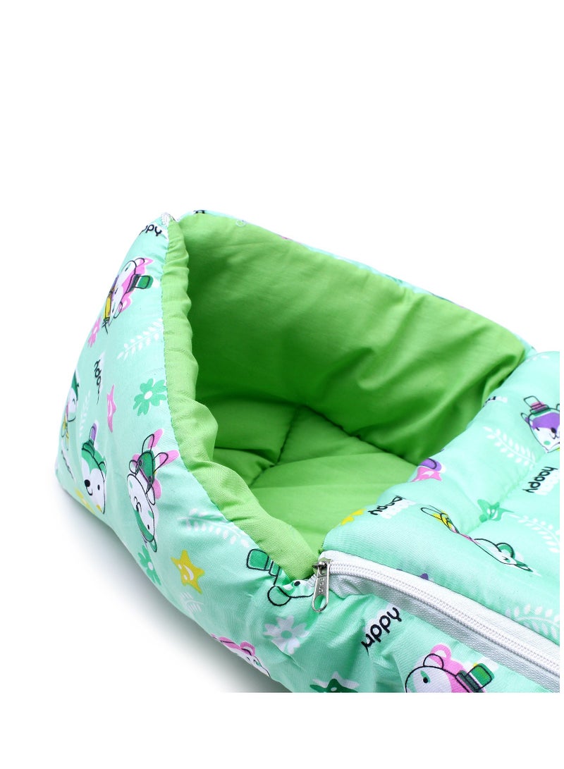 Superminis Multicolor Nursery Print Cotton Baby Sleeping Bag Bedding Set, Foldabale Mattress, for Newborn to Toddlers - Image 5