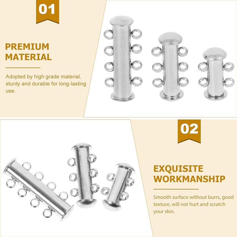 Stainless Steel Multi Strand Necklace Clasps 3pcs Set For DIY Jewelry Connectors - Image 4