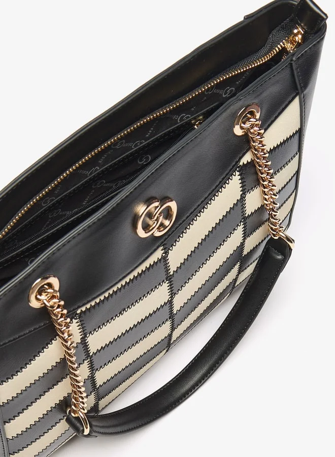 Celeste Women's Textured Tote Bag with Double Handles and Zip Closure