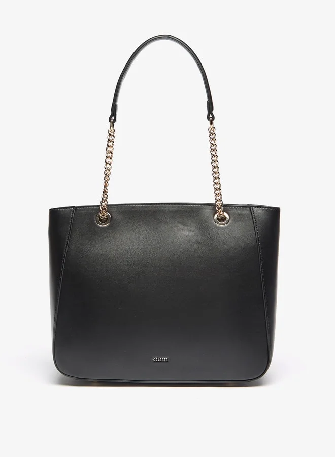 Celeste Women's Textured Tote Bag with Double Handles and Zip Closure