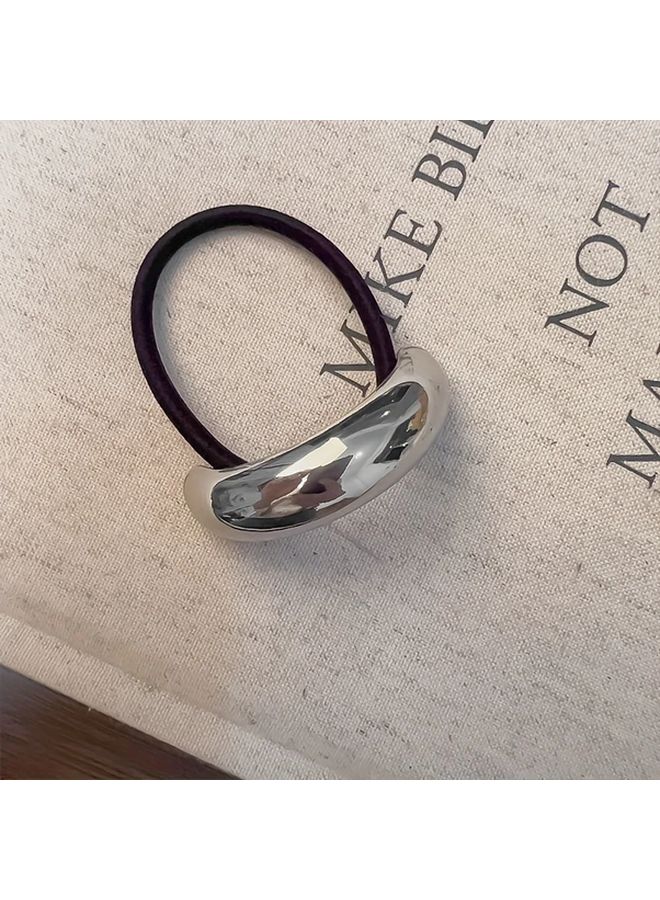 Set Of 3 Silvery Elastic Hair Ties Durable Non Slip Ponytail Holders For Women Girls - Image 3