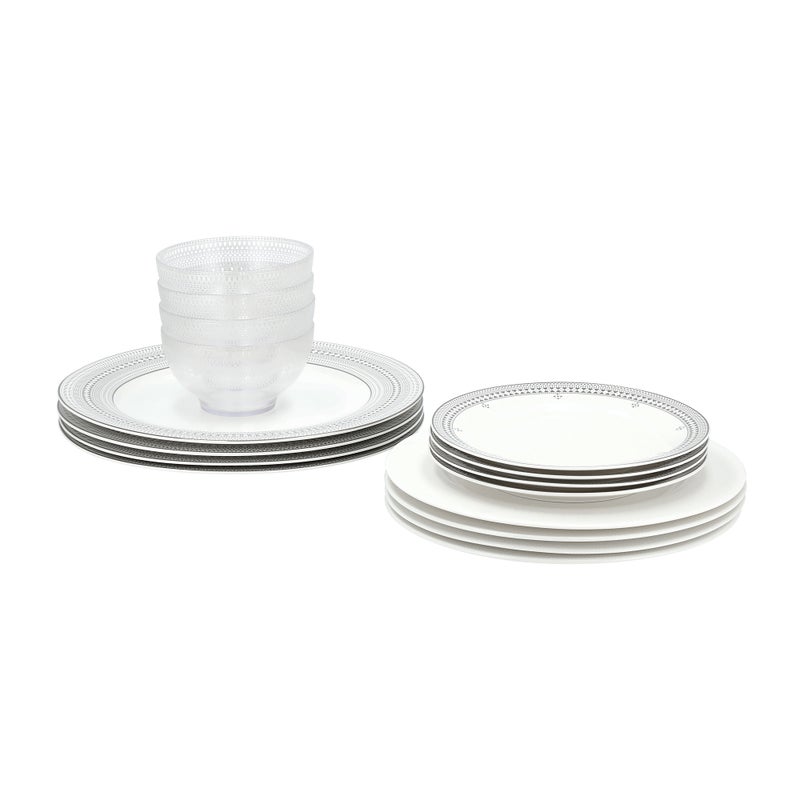 لا ميسا طقم عشاء بورسلان من لا ميسا باللون الأبيض 16 قطعة - Image 2