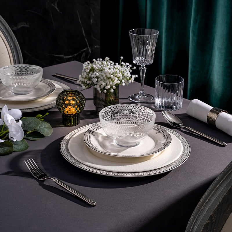 لا ميسا طقم عشاء بورسلان من لا ميسا باللون الأبيض 16 قطعة - Image 1