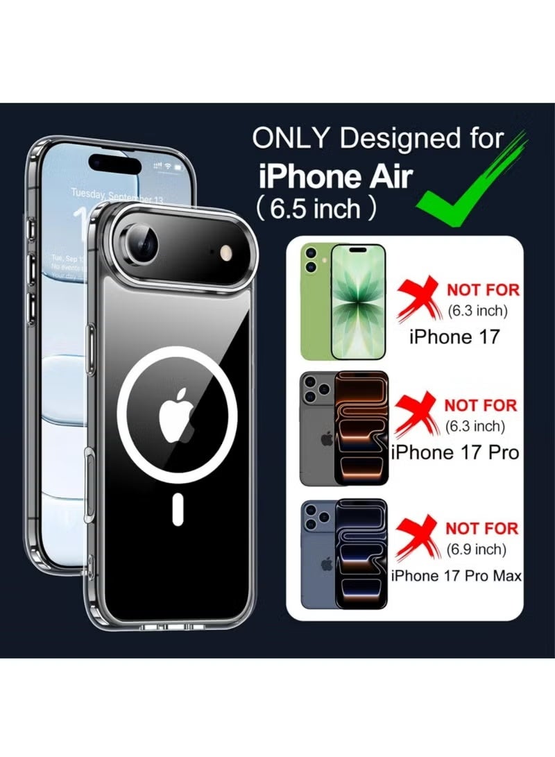 جاجيك [5-in-1] Magnetic Case for iPhone Air | Anti-Yellowing Clear Slim Case | Compatible with MagSafe | Includes 2 Tempered Glass Screen Protectors & 2 Camera Lens Protectors | Mil-Grade Shockproof Full Protection Kit | Slim Lightweight Clear Cover - Image 2