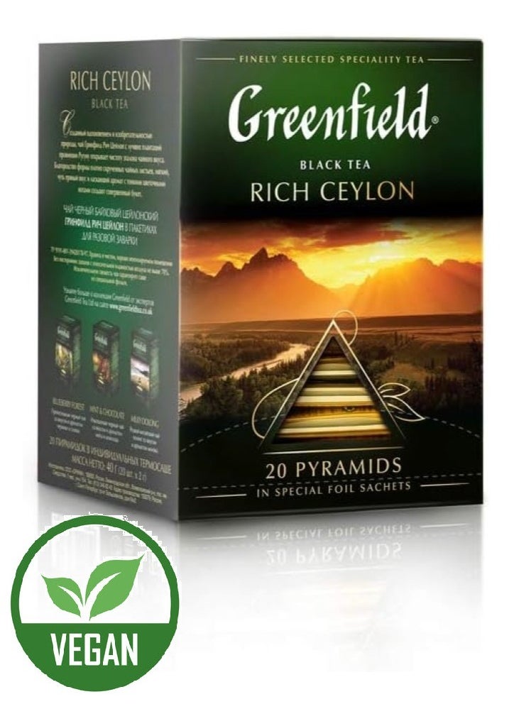 Greenfield Rich Ceylon Black 20 Tea Bags 40 Gm  - Image 1