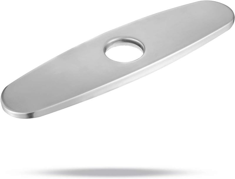 WEWE Escutcheon Plate, Brushed Nickel Faucet Hole Cover Stainless Steel deck plate for 1 or 3 Hole Kitchen Laundry Sink Faucet 10 inch base plate - Image 1