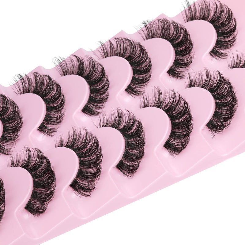 Goddvenus Lashes Natural Look False Eyelashes D Curl 16mm Lashes 3D Wispy Faux Mink Eyelashes with Clear Band Fake Eye lashes 7 Pairs by Goddvenus