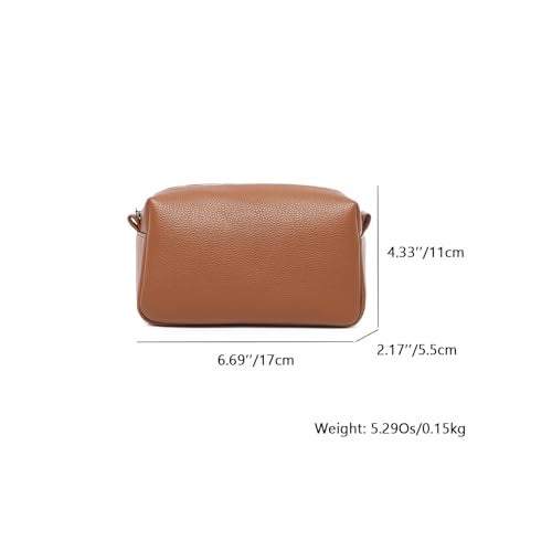 YONBEN PU leather Organizer Bag Lightweight Cosmetic Bag with Ring Clasp Perfect Travel Makeup Bag for Women Saddle BrownPU - Image 3