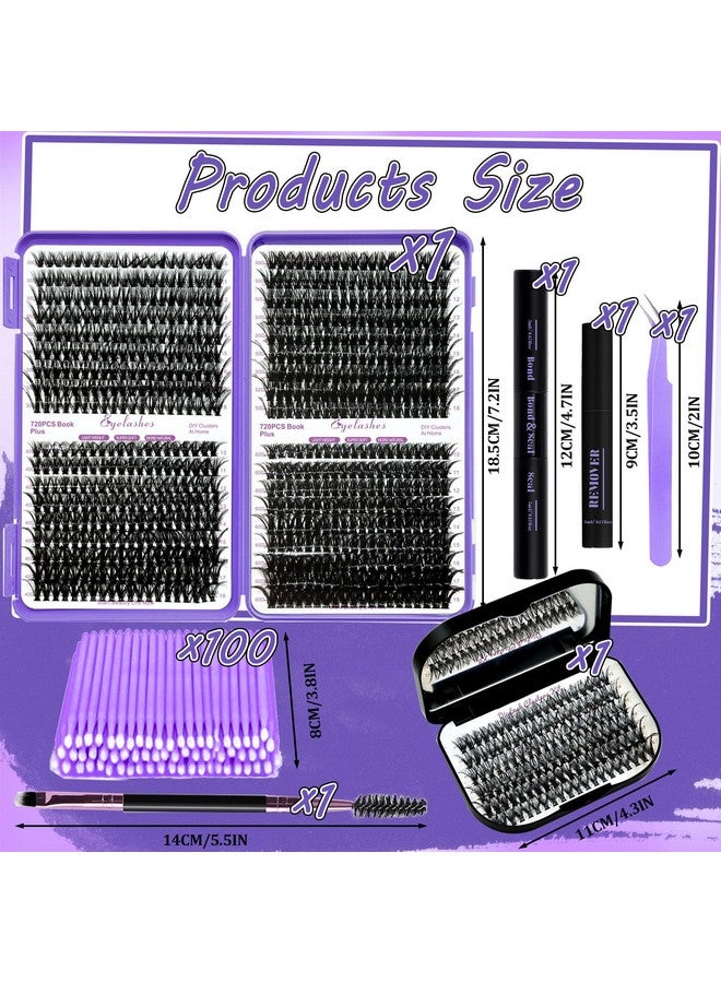 DNSGOOR DIY Lash Extension Kit 840Pcs D Curl Individual Lash Clusters Eyelashes Extension Set with Mirror Lash Storage Box Lash Bond&Seal Glue Remover Tweezers Lash Brush Applicator - Image 2