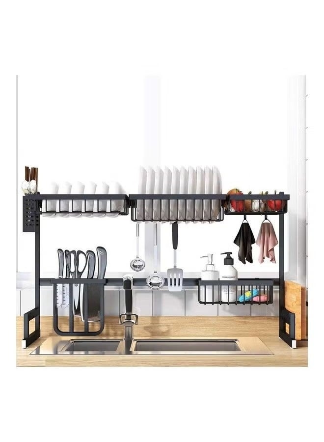 Beauenty Stainless Steel Dish Drying Rack Over Sink Black - Image 4