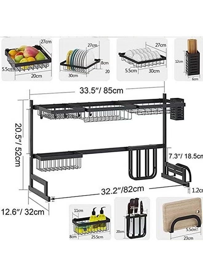 Beauenty Stainless Steel Dish Drying Rack Over Sink Black - Image 2