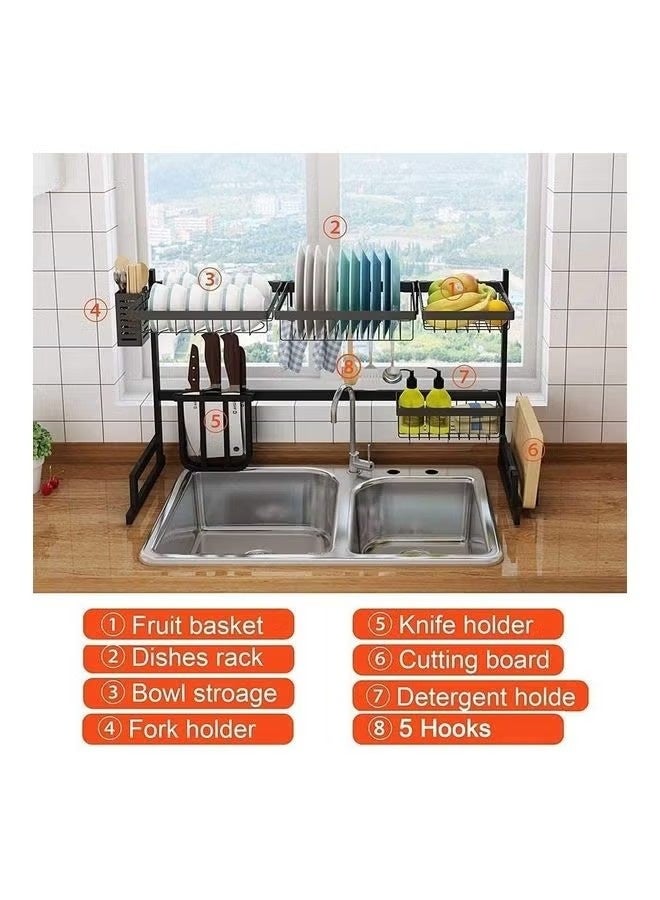 Beauenty Stainless Steel Dish Drying Rack Over Sink Black - Image 3
