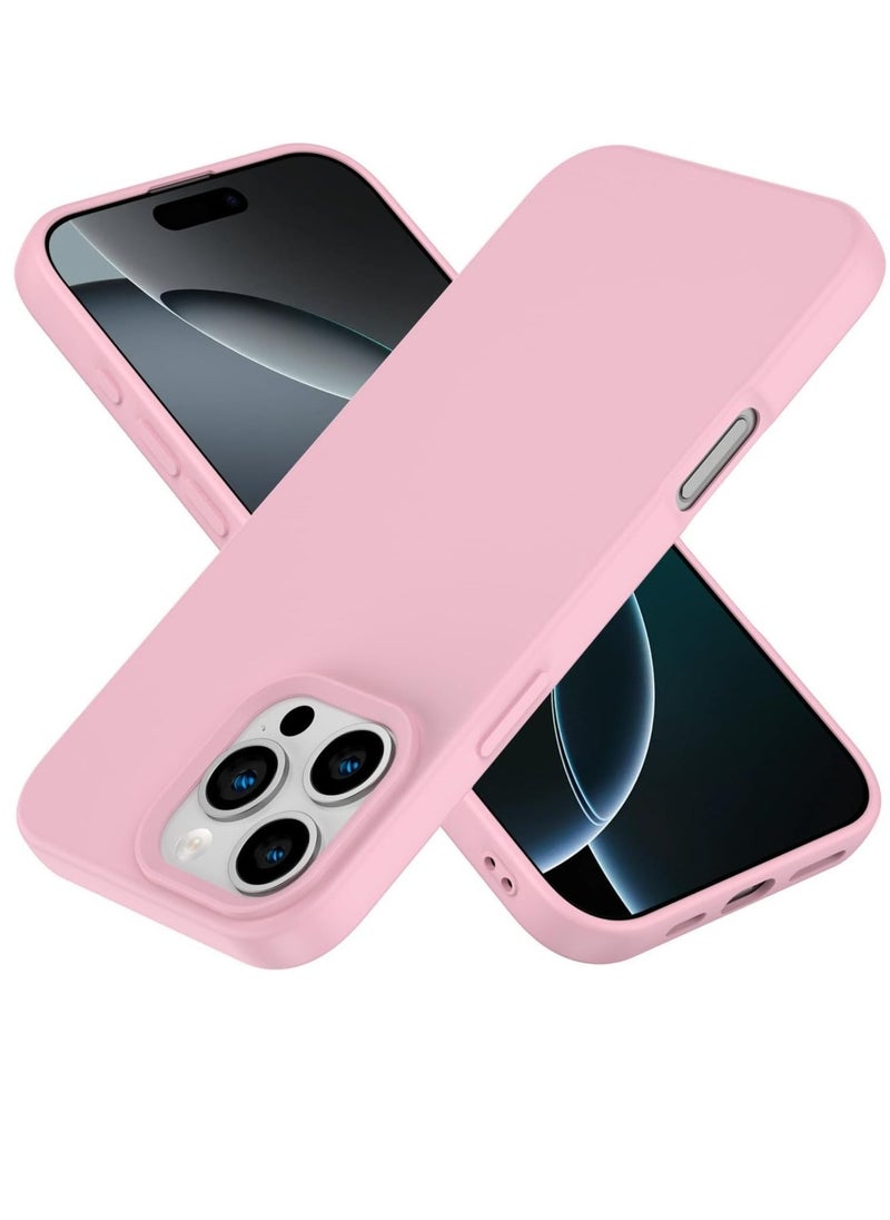 BGM NEW Soft Liquid Silicone Gel Case for iPhone 16 Pro Max - Full Body Shockproof Protection with Matte Finish & Soft Microfiber Lining (Pink) 