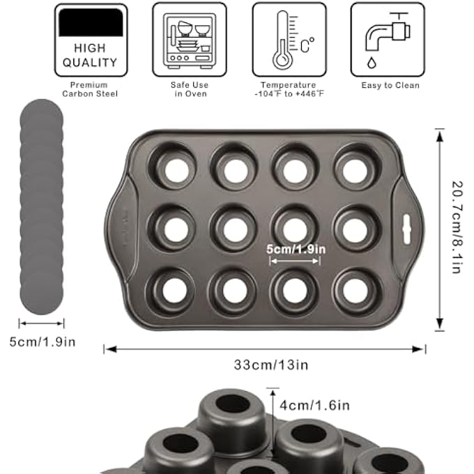 صواني الكعك 12 كوب قوالب كعكة للخبز قالب تشيز كيك صغير مع علبة كب كيك قاعدة قابلة للإزالة صينية الكعك غير اللاصقة قوالب جيلي لطيف تارت كيشي قالب كعكة لعيد ميلاد - Image 3