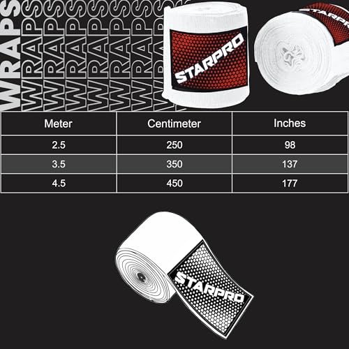 Starpro Boxing Hand Wraps 2.5m & 4.5m – Mexican Style Wrist Wraps with Thumb Loop – Elastic Hand Wraps for Boxing Kickboxing MMA for Men & Women - Image 2