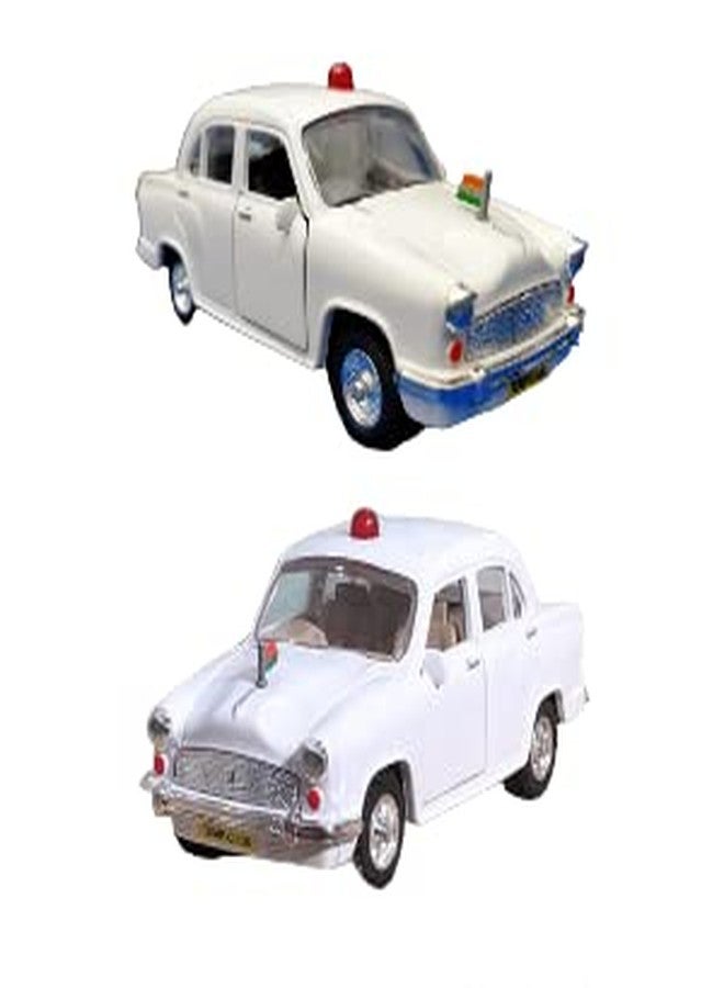 Caught Trendy Combo of 2 Cute Miniature Pull Back Action Front Door Openable Plastic Model Toy Ambassador VIP Car with Realistic Interiour Design for Kids and Best Birthday Return Gift. Pack of 2 - Image 1