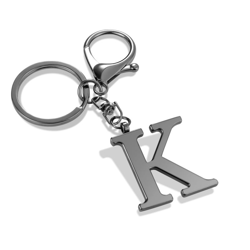 LAXPICOL Black Keychain Letter K Keychains for Women Men Bag Charms Purse Charms For Handbags Metal Alphabet Initial Letter Key Ring Keychain - Image 1