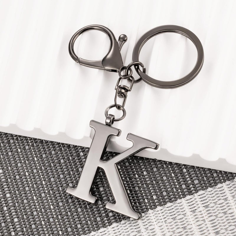 LAXPICOL Black Keychain Letter K Keychains for Women Men Bag Charms Purse Charms For Handbags Metal Alphabet Initial Letter Key Ring Keychain - Image 2