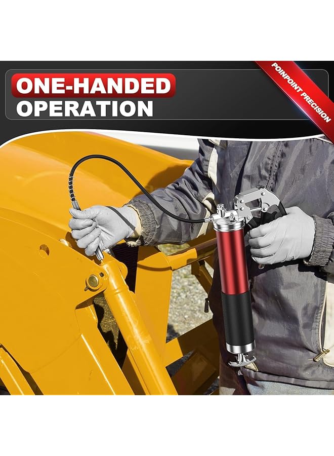 KASTWAVE Grease Gun Kit, Heavy Duty Pistol Grip Grease Gun With Quick Locking Coupler, Spring Flex Hose, 14Oz Load, 2 Standard Hose, Reinforced Coupler, Rigid Pipe, Sharp Nozzle  - Image 2