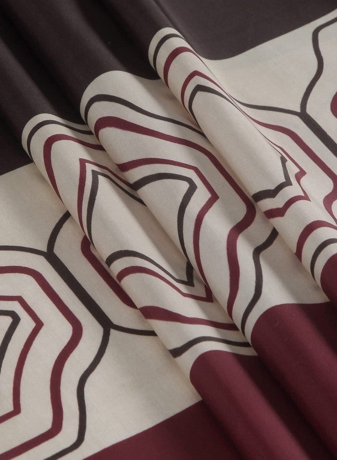MVSUTA Margaret Printed Farmhouse Polyester Red Fabric Chocolate Vintage Burgundy Geometric Brown Contemporary Waterproof Shower Curtain for Bathroom,72" W x 72" H - Image 3