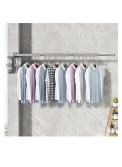 Generic Clothes Drying Rack, Laundry Clothes Drying Rack Wall Mounted, Space Saving Wall Mounted Clothes Drying Rack, Retractable, Foldable (3-fold), Gray Clothes Drying Rack (Ring)  - Image 1