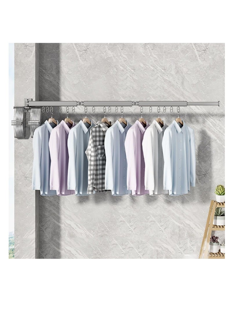 Clothes Drying Rack, Laundry Clothes Drying Rack Wall Mounted, Space Saving Wall Mounted Clothes Drying Rack, Retractable, Foldable (3-fold), Gray Clothes Drying Rack (Ring)  - Image 1