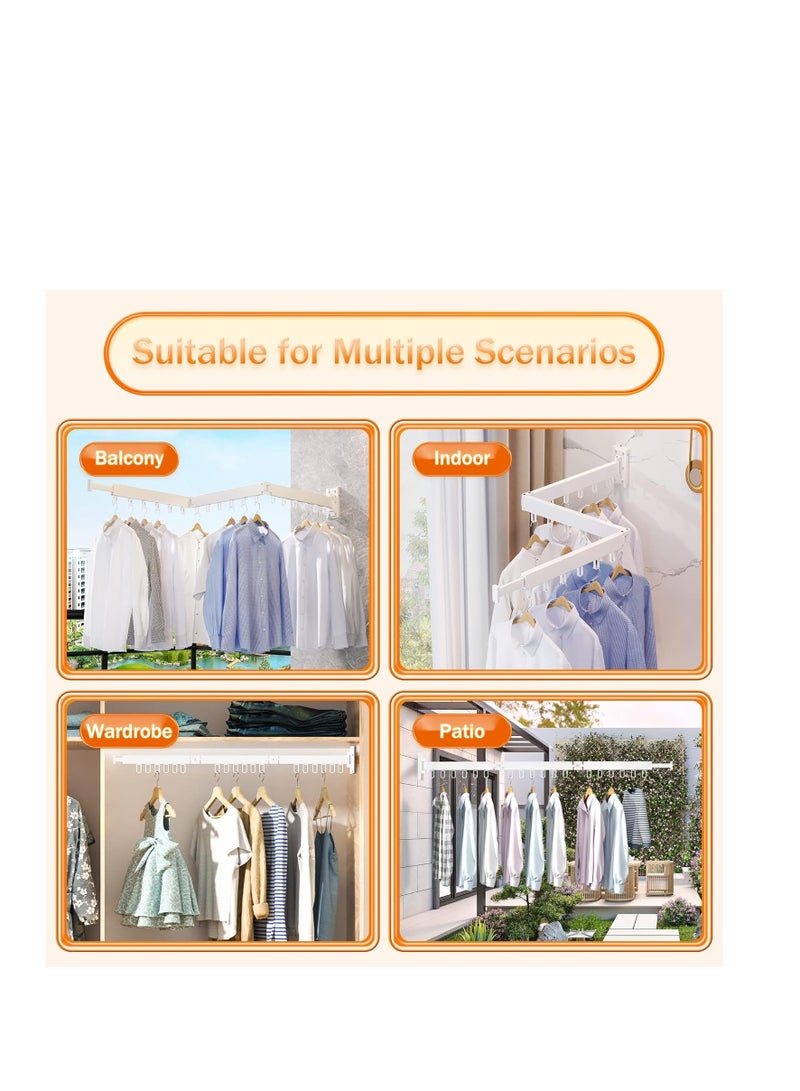 Clothes Drying Rack, Laundry Clothes Drying Rack Wall Mounted, Space Saving Wall Mounted Clothes Drying Rack, Retractable, Foldable (3-fold), Gray Clothes Drying Rack (Ring)  - Image 5