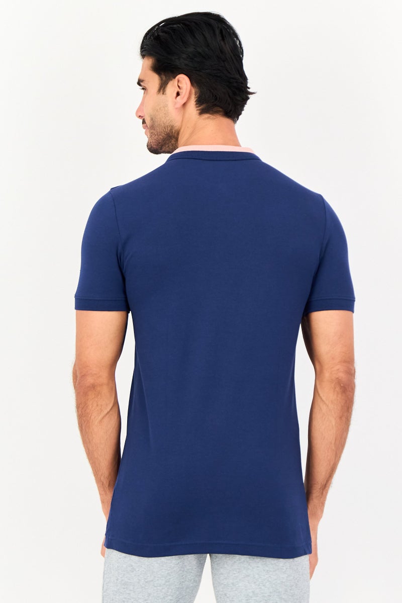 PUMA Men Slim Fit Brand Logo Short Sleeve Outdoor Polo Shirt, Navy - Image 3
