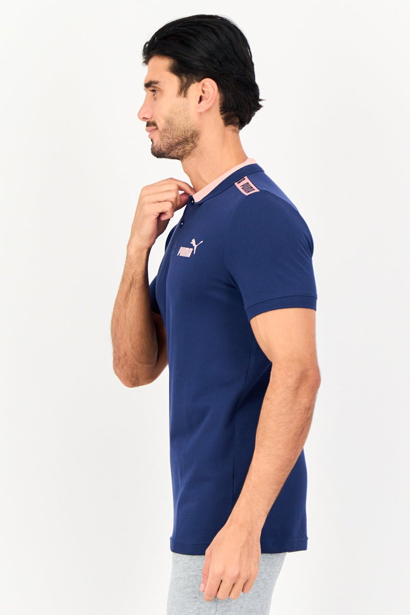 PUMA Men Slim Fit Brand Logo Short Sleeve Outdoor Polo Shirt, Navy - Image 4