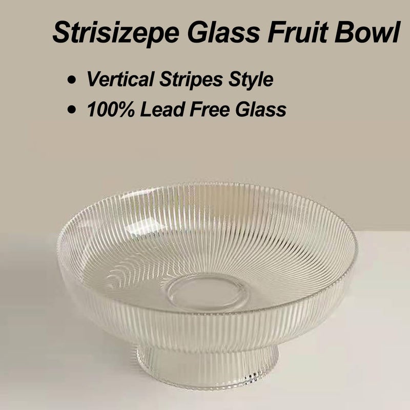 Xeiwagoo Glass Fruit Bowl,Decorative Glass Bowl,Decorative Pedestal Bowl for Table Décor,Fruit Bowl for Kitchen Counter Decor (Clear) - Image 3