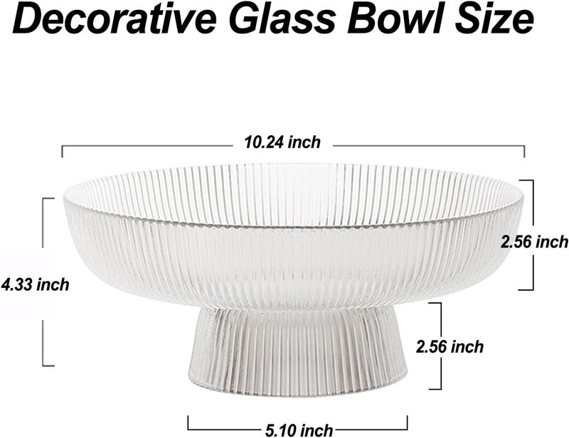 Xeiwagoo Glass Fruit Bowl,Decorative Glass Bowl,Decorative Pedestal Bowl for Table Décor,Fruit Bowl for Kitchen Counter Decor (Clear) - Image 5