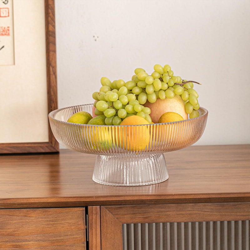 Xeiwagoo Glass Fruit Bowl,Decorative Glass Bowl,Decorative Pedestal Bowl for Table Décor,Fruit Bowl for Kitchen Counter Decor (Clear) - Image 4