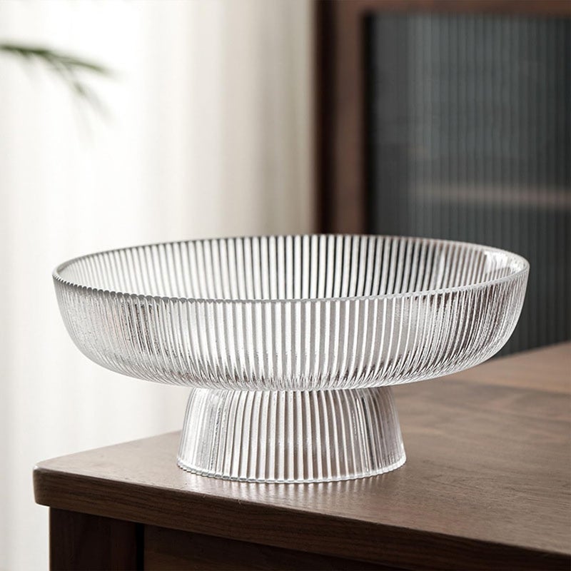 Xeiwagoo Glass Fruit Bowl,Decorative Glass Bowl,Decorative Pedestal Bowl for Table Décor,Fruit Bowl for Kitchen Counter Decor (Clear) - Image 1