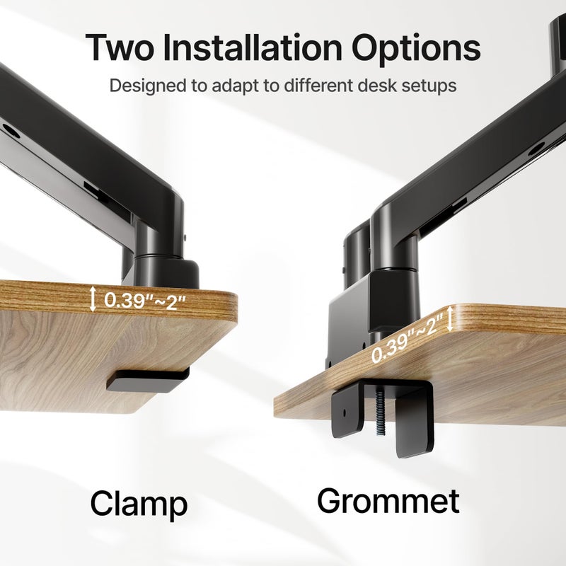 monTEK Dual Monitor Mount Monitor Arms for 2 Monitors for 17 to 35 Inch Curved Screen Holds 35 Lbs Adjustable Heavy Duty Monitor Desk Mount Cable Management, VESA 75/100mm,MA1007BK-D - Image 5