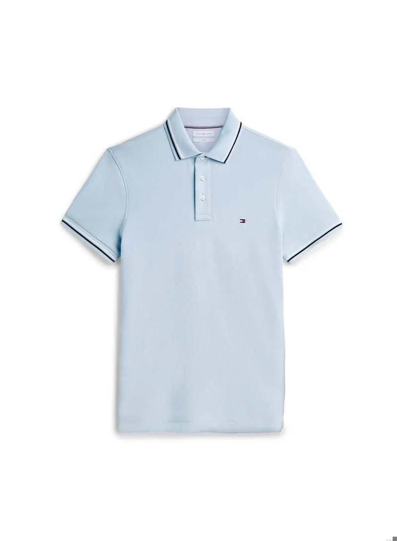 Tommy Hilfiger Sky Blue Slim Fit Tipped Pique Polo Shirt for Men | Best Price UAE