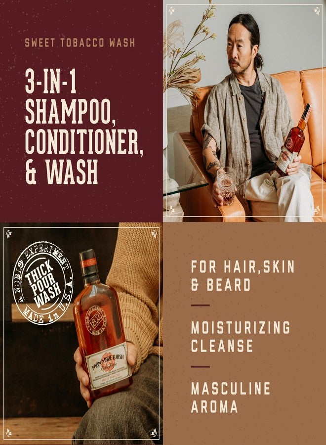 18.21 Man Made Original Sweet Tobacco 3-in-1 Body Wash, Shampoo, & Conditioner for Men, All Hair & Skin Types, Strengthens and Moisturizes in a Manly Aroma, 18 Fl Oz - Image 3