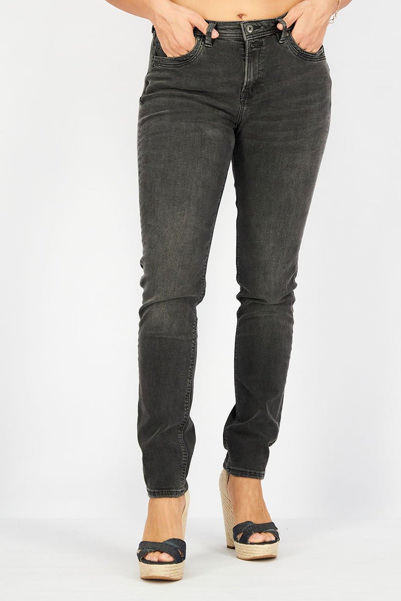 EDC Women Slim Fit Solid Jeans, Wash Black - Image 1