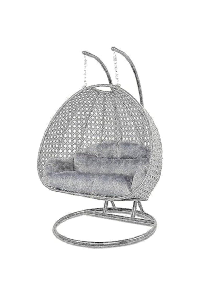 Sweet Furniture two-person swing, fully iron, covered with natural rattan, treated against rust, can bear a weight of 300 kg, in addition to cotton pillows