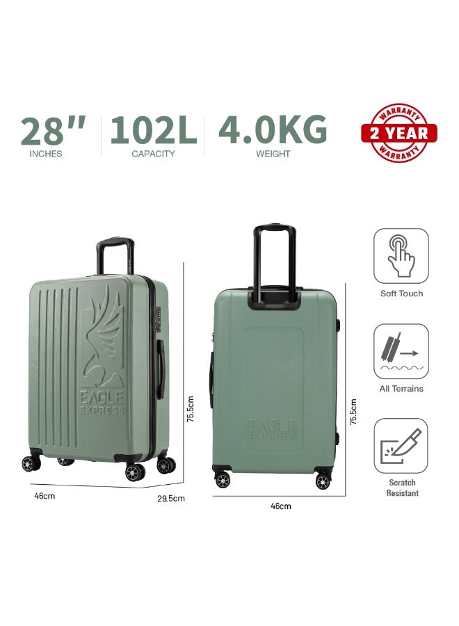 Eagle Express Superior 28 Inch Large Luggage Tea Green, ABS Hard Shell Check-In Trolley Suitcase with Lightweight Travel Design, 360 Spinner Wheels, Secure Lock System and 2 Year Warranty - Image 3