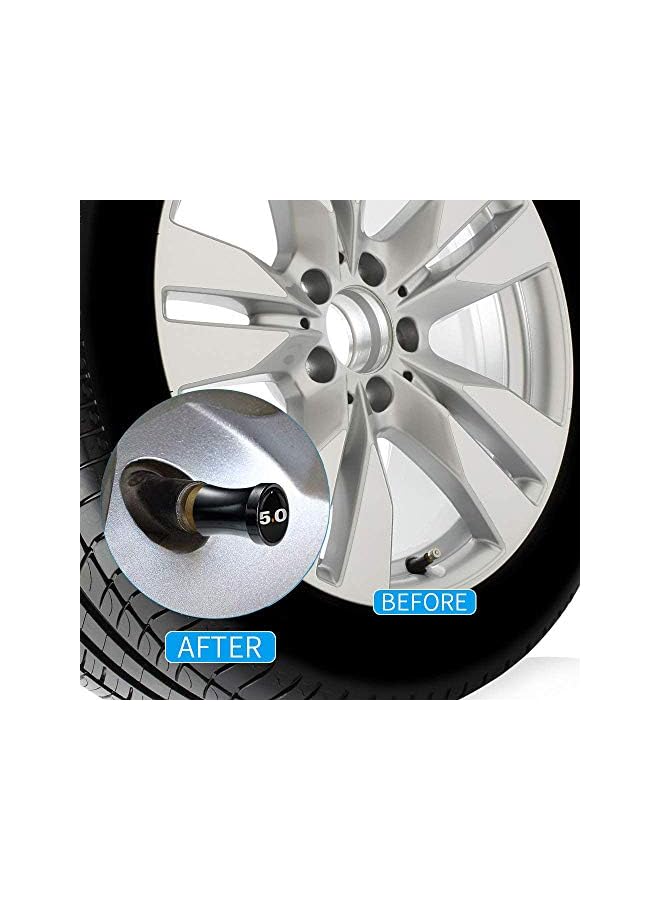 S-TOP 4Pcs Car Tire Valve Stem Cover Caps Fit for Focus Mustang GT All Models and a Wrench Key Chain Combo Set Metal - with 5.0 Logo Waterproof Leak Proof Dust Proof Seal Decorative Accessory (Black) - Image 2