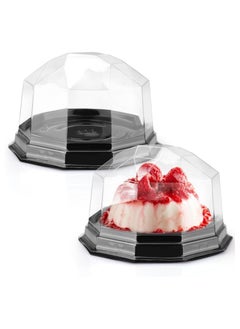 50 Pcs Plastic Cake Container Mini Cake Containers Package Clear Plastic Miniature Cake Bakery Boxes Disposable Cupcake Case With Lids Lesser Fluted Tube Cake Wrappers