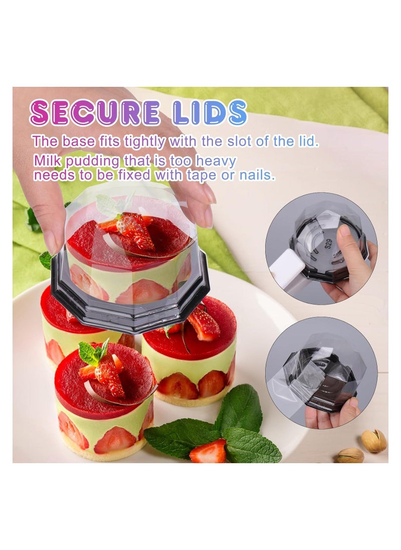 Generic - 50 Pcs Plastic Cake Container Mini Cake Containers Package Clear Plastic Miniature Cake Bakery Boxes Disposable Cupcake Case With Lids Lesser Fluted Tube Cake Wrappers - Image 1