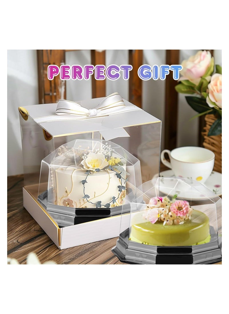 Generic - 50 Pcs Plastic Cake Container Mini Cake Containers Package Clear Plastic Miniature Cake Bakery Boxes Disposable Cupcake Case With Lids Lesser Fluted Tube Cake Wrappers - Image 1