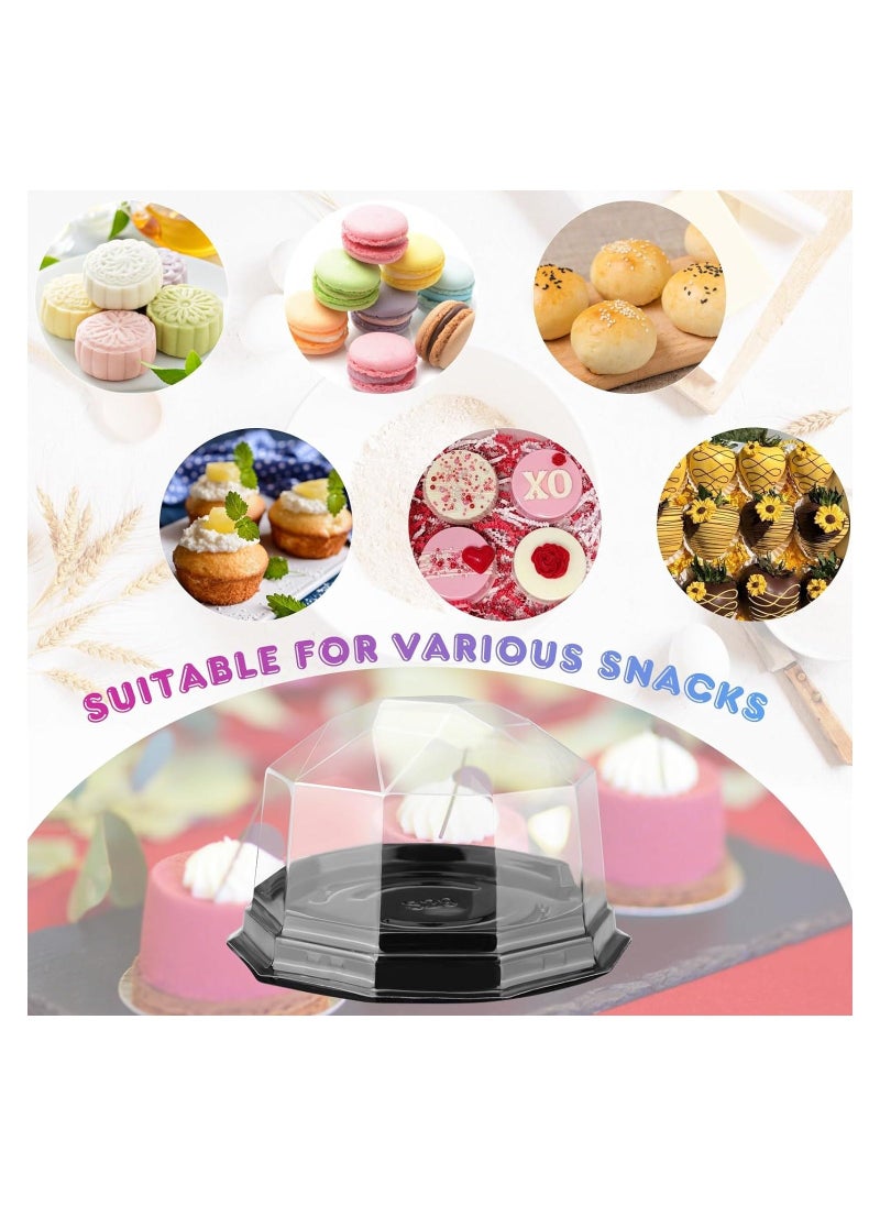 Generic - 50 Pcs Plastic Cake Container Mini Cake Containers Package Clear Plastic Miniature Cake Bakery Boxes Disposable Cupcake Case With Lids Lesser Fluted Tube Cake Wrappers - Image 1